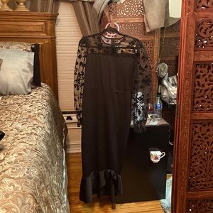 Vintage Style Dress Black Sheer Arm’s